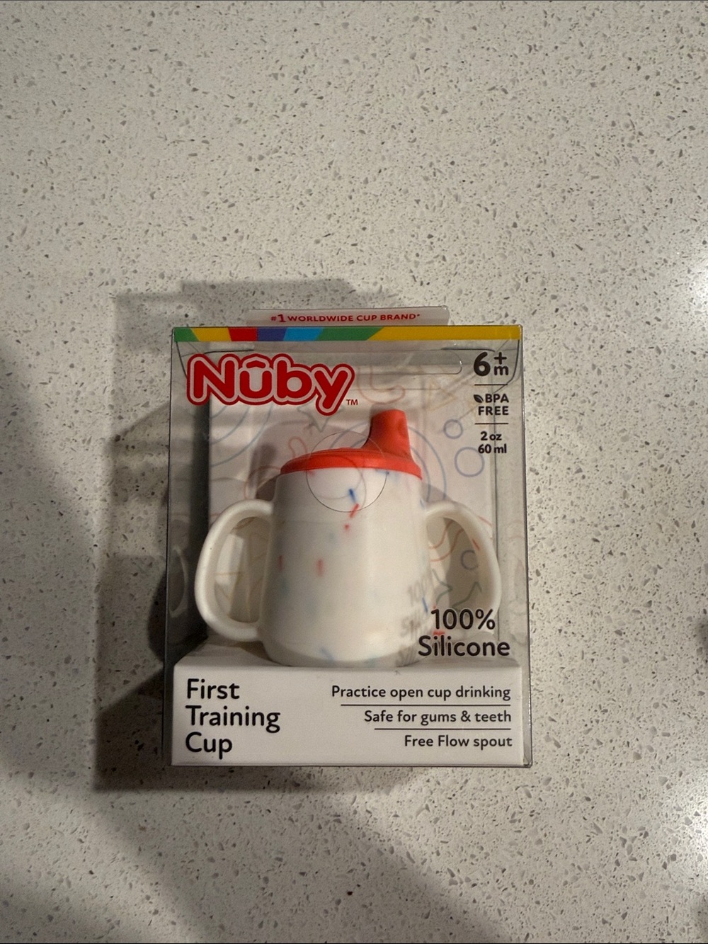 Nuby First Training Cup - White with Red Lid 6+M
